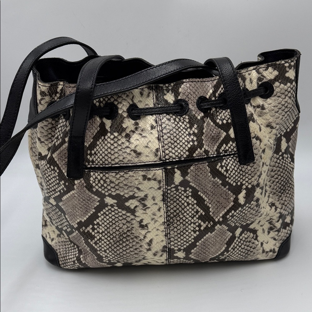Patricia Nash Leather Drawstring Witney Tote - Python Matching Wallet - Picture 7 of 16